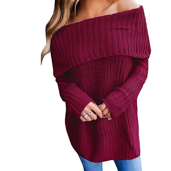 Sweaters - Beautiful women off shoulder knit sweater top